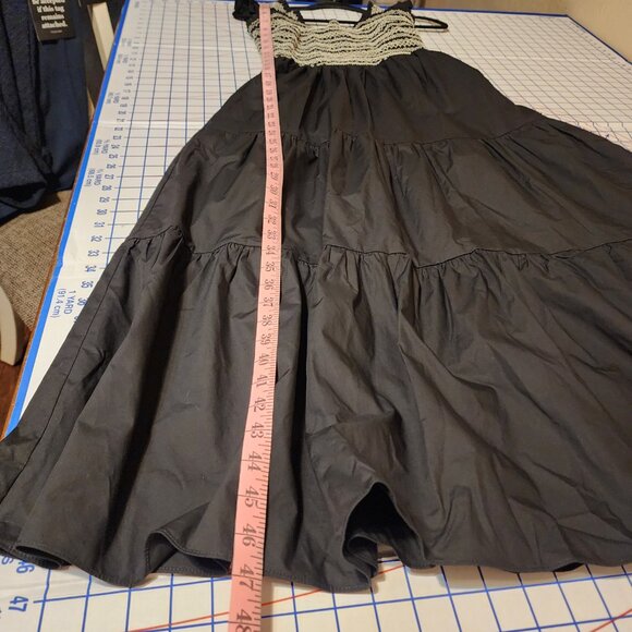 Greylin Black Felicia Multi Stitch Smocked Midi Dress NWT XS - Picture 3 of 10